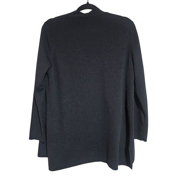 J. Jill Woman Black Wool Cardigan M Lagenlook Minimalist Quiet Luxury Capsule - Picture 3 of 14